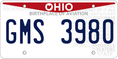 OH license plate GMS3980