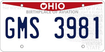 OH license plate GMS3981