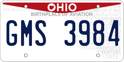 OH license plate GMS3984