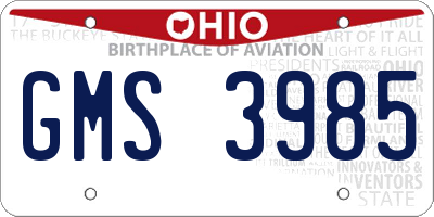 OH license plate GMS3985