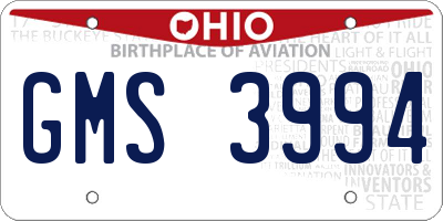 OH license plate GMS3994