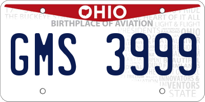 OH license plate GMS3999