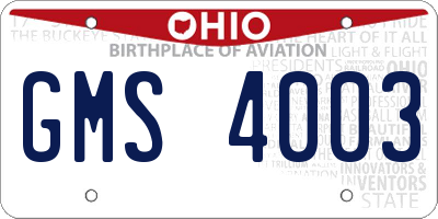 OH license plate GMS4003