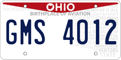 OH license plate GMS4012