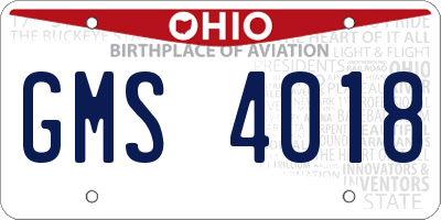 OH license plate GMS4018