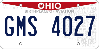 OH license plate GMS4027