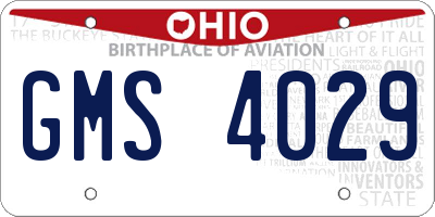 OH license plate GMS4029