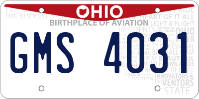 OH license plate GMS4031
