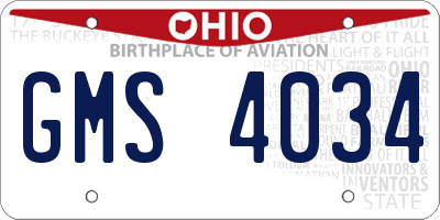 OH license plate GMS4034