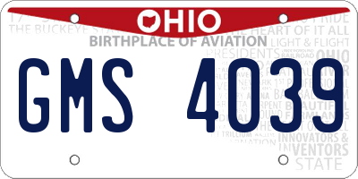 OH license plate GMS4039