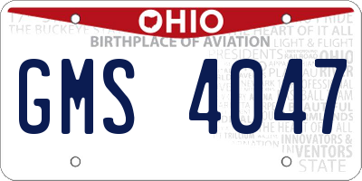 OH license plate GMS4047
