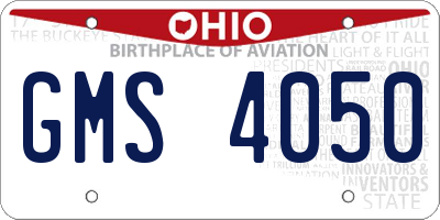 OH license plate GMS4050
