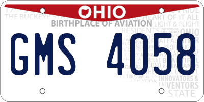 OH license plate GMS4058
