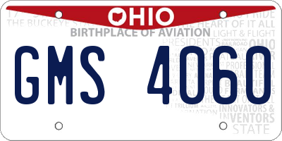 OH license plate GMS4060
