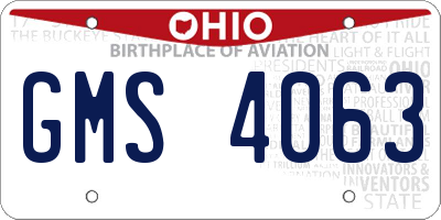 OH license plate GMS4063