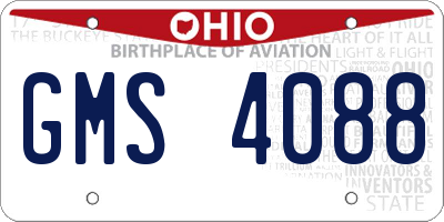 OH license plate GMS4088