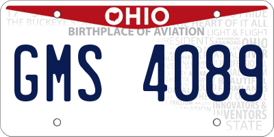 OH license plate GMS4089