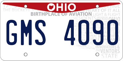 OH license plate GMS4090