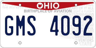 OH license plate GMS4092