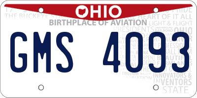 OH license plate GMS4093