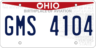 OH license plate GMS4104