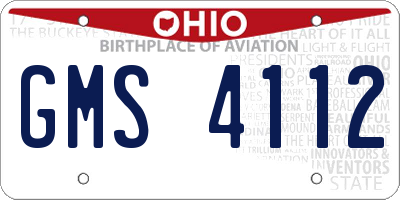 OH license plate GMS4112