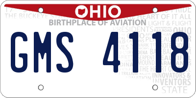 OH license plate GMS4118