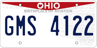 OH license plate GMS4122