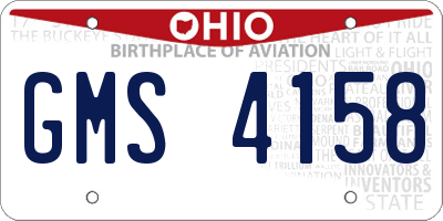 OH license plate GMS4158