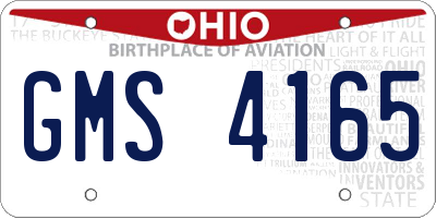 OH license plate GMS4165