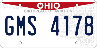 OH license plate GMS4178