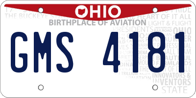 OH license plate GMS4181