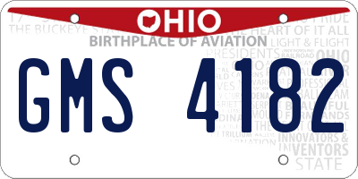 OH license plate GMS4182