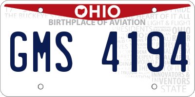 OH license plate GMS4194