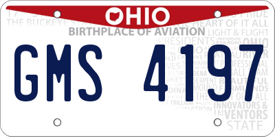 OH license plate GMS4197