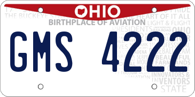 OH license plate GMS4222