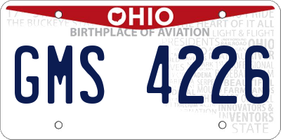 OH license plate GMS4226