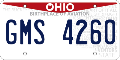 OH license plate GMS4260