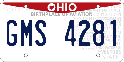 OH license plate GMS4281