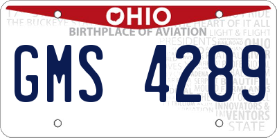 OH license plate GMS4289