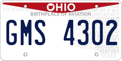 OH license plate GMS4302