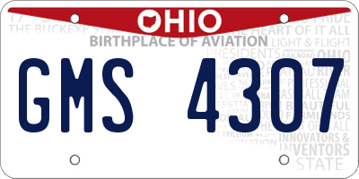 OH license plate GMS4307