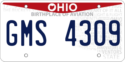 OH license plate GMS4309