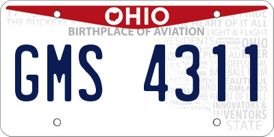 OH license plate GMS4311