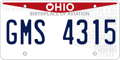 OH license plate GMS4315
