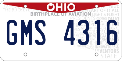 OH license plate GMS4316