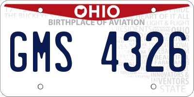 OH license plate GMS4326