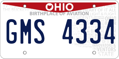 OH license plate GMS4334