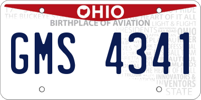 OH license plate GMS4341
