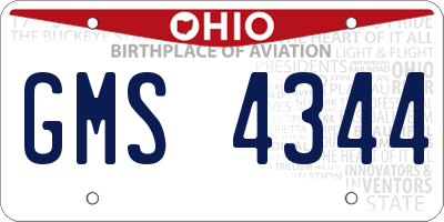 OH license plate GMS4344